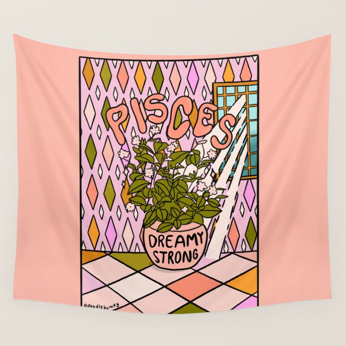 Pisces Plant Wall Tapestry Gallery Image 4