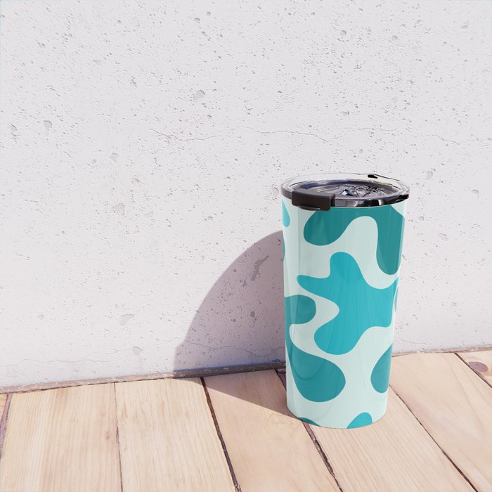 Sea Star Maximalist Pattern in Aqua and Teal Blue Travel Mug Gallery Image 4