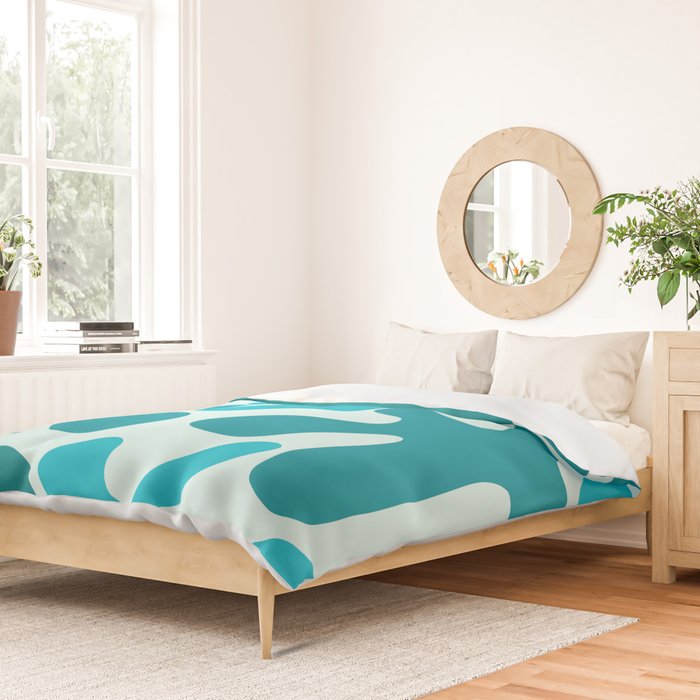 Sea Star Maximalist Pattern in Aqua and Teal Blue Duvet Cover Gallery Image 2