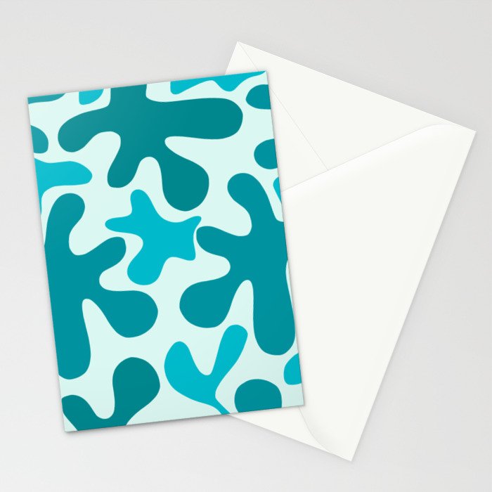 Sea Star Maximalist Pattern in Aqua and Teal Blue Stationery Card Gallery Image 2