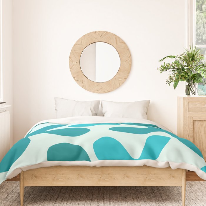 Sea Star Maximalist Pattern in Aqua and Teal Blue Duvet Cover Gallery Image 3
