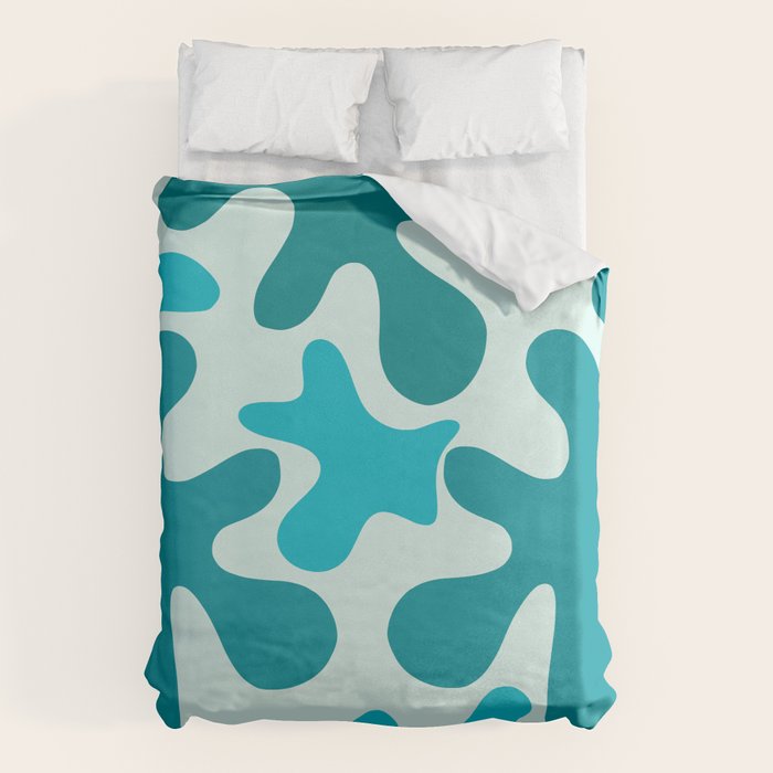 Sea Star Maximalist Pattern in Aqua and Teal Blue Duvet Cover Gallery Image 6