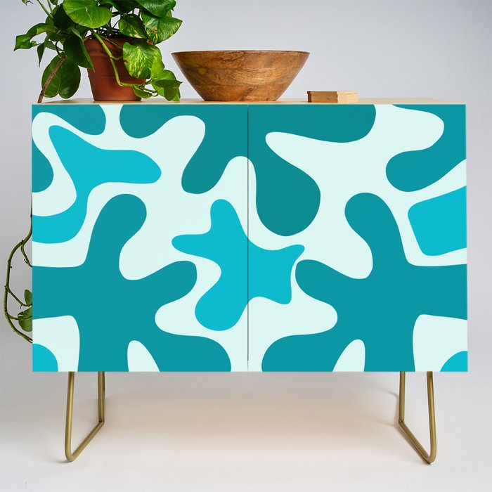 Sea Star Maximalist Pattern in Aqua and Teal Blue Credenza Gallery Image 1
