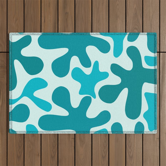 Sea Star Maximalist Pattern in Aqua and Teal Blue Outdoor Rug Gallery Image 1