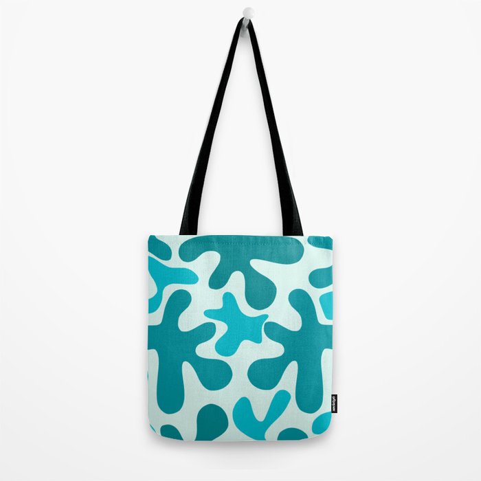 Sea Star Maximalist Pattern in Aqua and Teal Blue Tote Bag Gallery Image 2