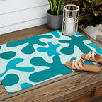 Sea Star Maximalist Pattern in Aqua and Teal Blue Outdoor Rug Gallery Image 2