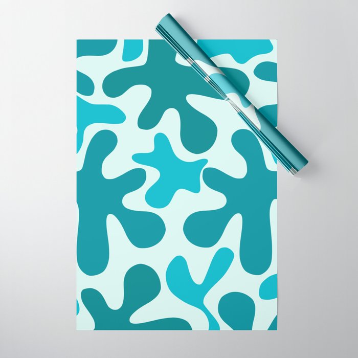 Sea Star Maximalist Pattern in Aqua and Teal Blue Wrapping Paper Gallery Image 1