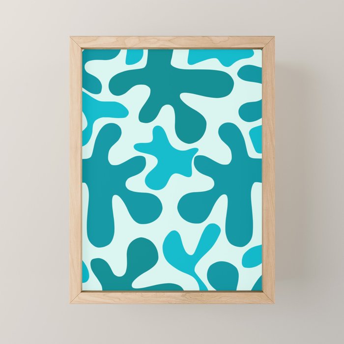 Sea Star Maximalist Pattern in Aqua and Teal Blue Mini Art Print Gallery Image 1