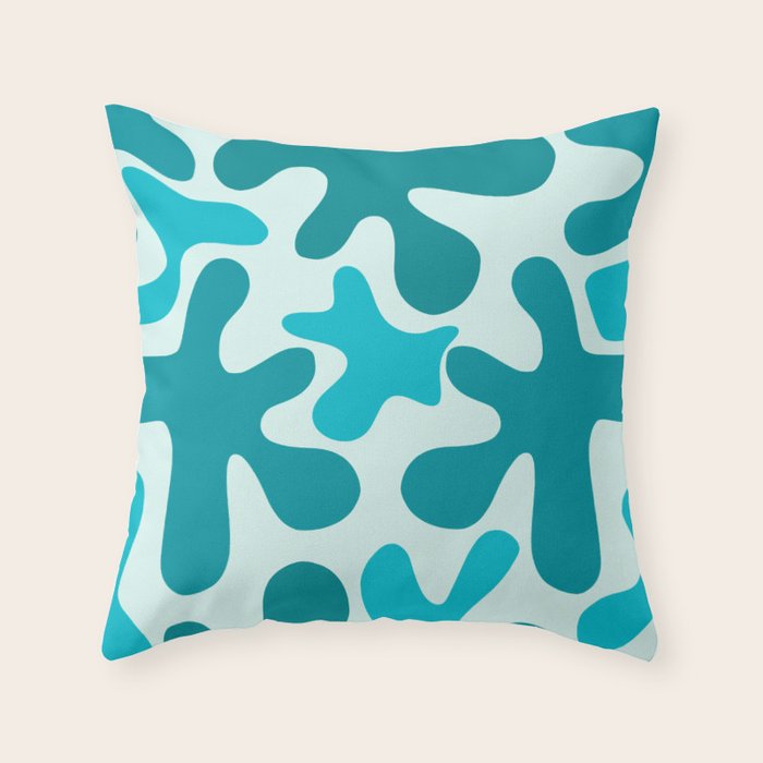 Sea Star Maximalist Pattern in Aqua and Teal Blue Throw Pillow Gallery Image 6