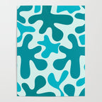 Sea Star Maximalist Pattern in Aqua and Teal Blue Poster Gallery Image 4