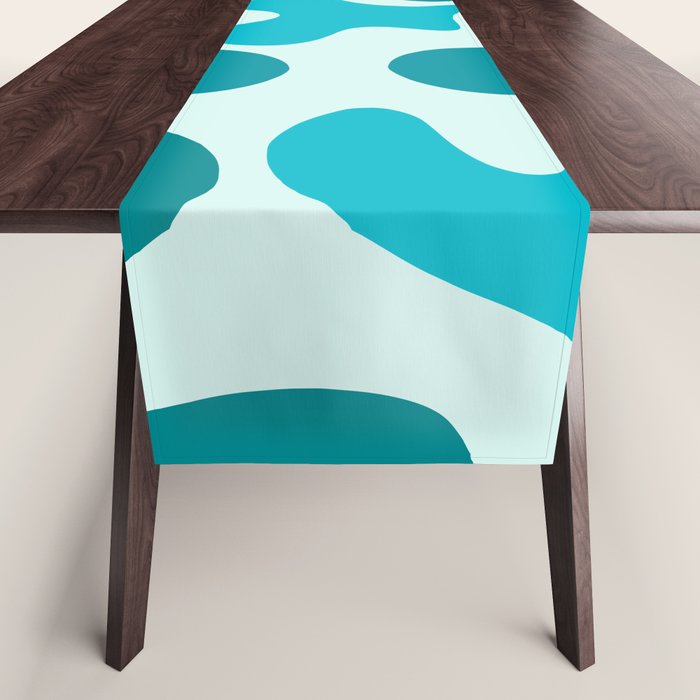 Sea Star Maximalist Pattern in Aqua and Teal Blue Table Runner Gallery Image 1