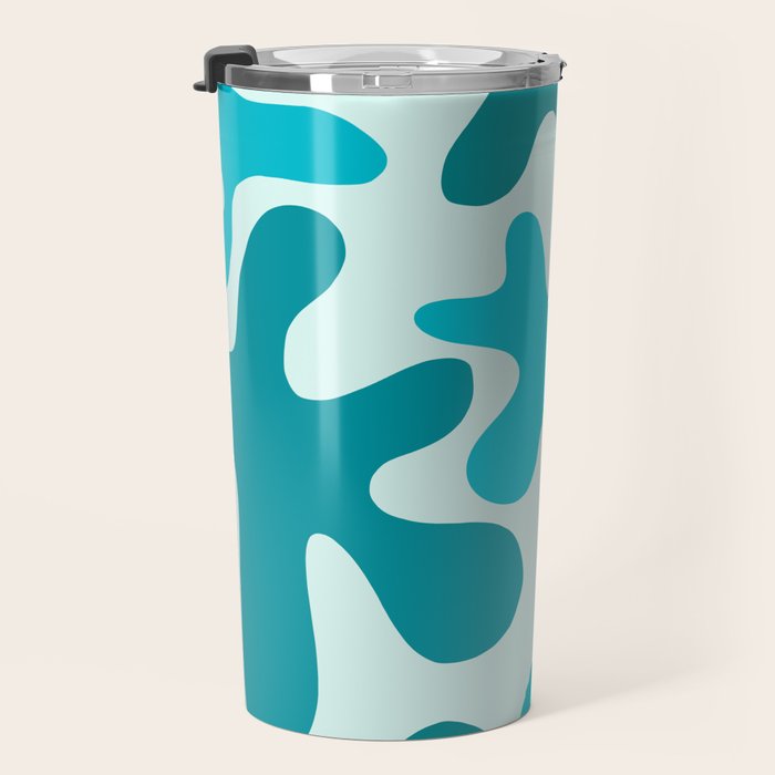 Sea Star Maximalist Pattern in Aqua and Teal Blue Travel Mug Gallery Image 3