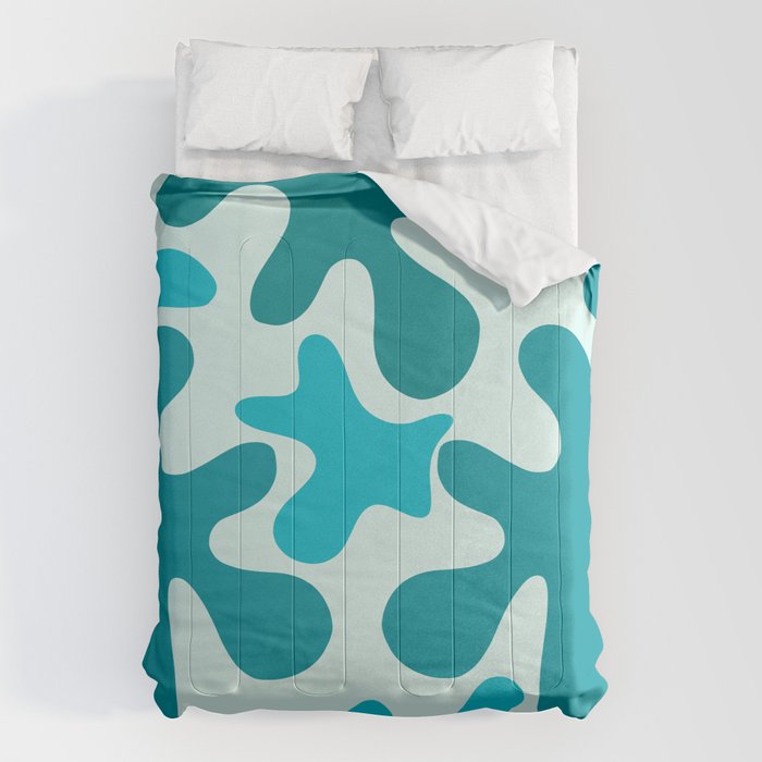 Sea Star Maximalist Pattern in Aqua and Teal Blue Comforter Gallery Image 1