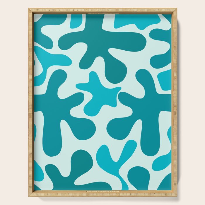 Sea Star Maximalist Pattern in Aqua and Teal Blue Serving Tray Gallery Image 1