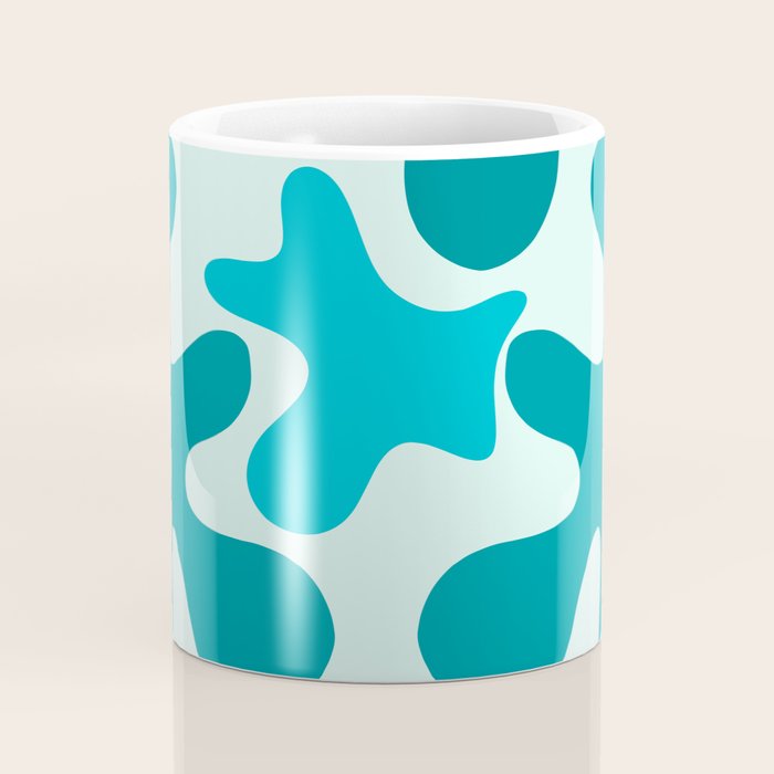 Sea Star Maximalist Pattern in Aqua and Teal Blue Coffee Mug Gallery Image 4