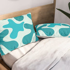 Sea Star Maximalist Pattern in Aqua and Teal Blue Pillow Sham Gallery Image 2