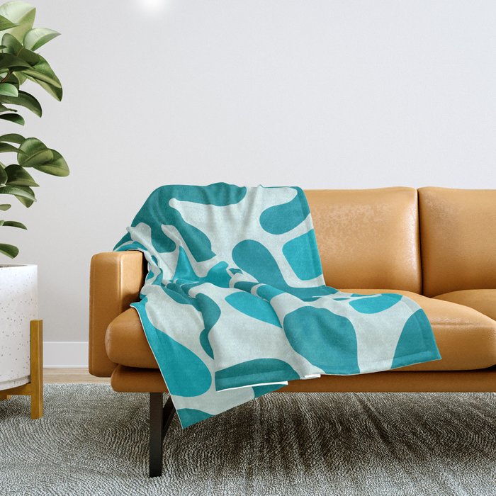 Sea Star Maximalist Pattern in Aqua and Teal Blue Throw Blanket Gallery Image 1