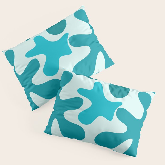 Sea Star Maximalist Pattern in Aqua and Teal Blue Pillow Sham Gallery Image 3