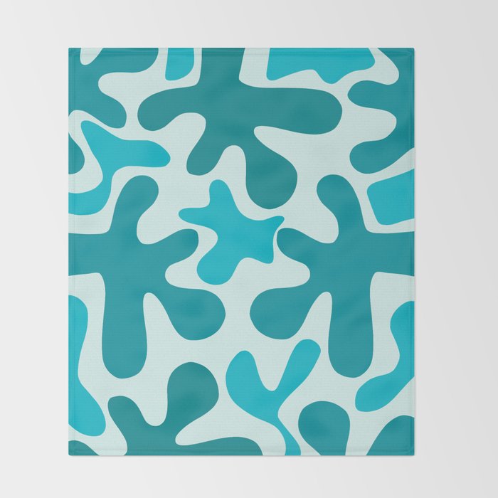 Sea Star Maximalist Pattern in Aqua and Teal Blue Throw Blanket Gallery Image 2