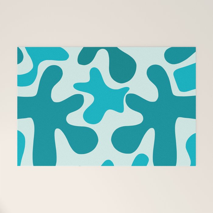 Sea Star Maximalist Pattern in Aqua and Teal Blue Welcome Mat Gallery Image 1