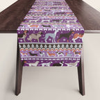 Fluffy and bright fair isle knitting doggie friends // seance purple and east side violet background brown orange white and grey dog breeds  Table Runner Gallery Image 1