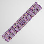 Fluffy and bright fair isle knitting doggie friends // seance purple and east side violet background brown orange white and grey dog breeds  Table Runner Gallery Image 3