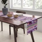 Fluffy and bright fair isle knitting doggie friends // seance purple and east side violet background brown orange white and grey dog breeds  Table Runner Gallery Image 2