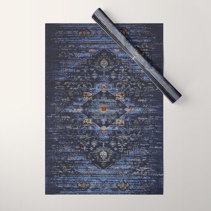 Dark Vintage Traditional Oriental Rug Wrapping Paper Gallery Image 1
