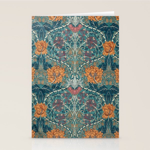 William Morris Honeysuckle and Tulip Woad Mulberry Pattern Stationery Card Gallery Image 2