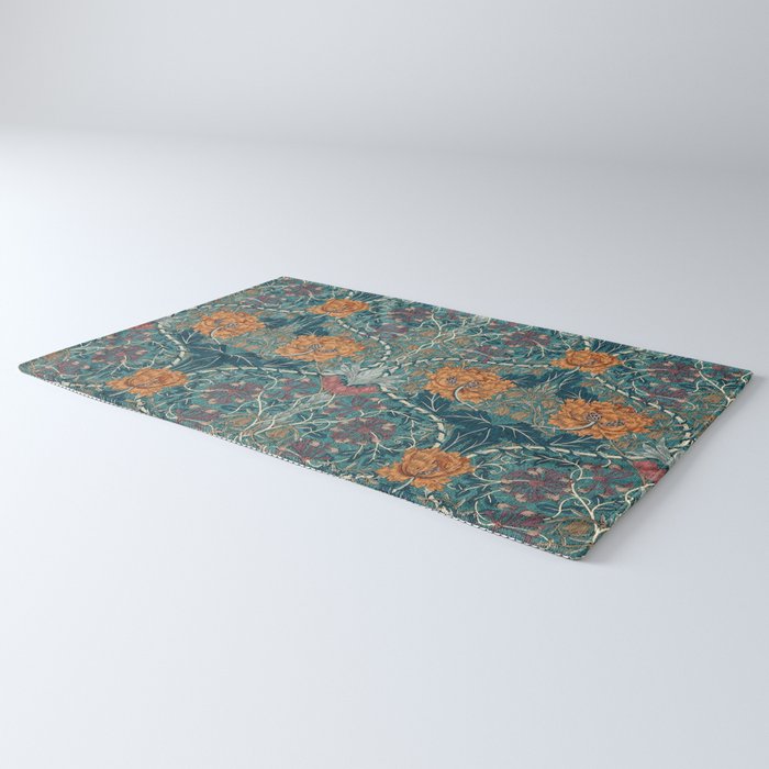 William Morris Honeysuckle and Tulip Woad Mulberry Pattern Rug Gallery Image 3