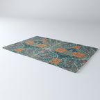 William Morris Honeysuckle and Tulip Woad Mulberry Pattern Rug Gallery Image 3