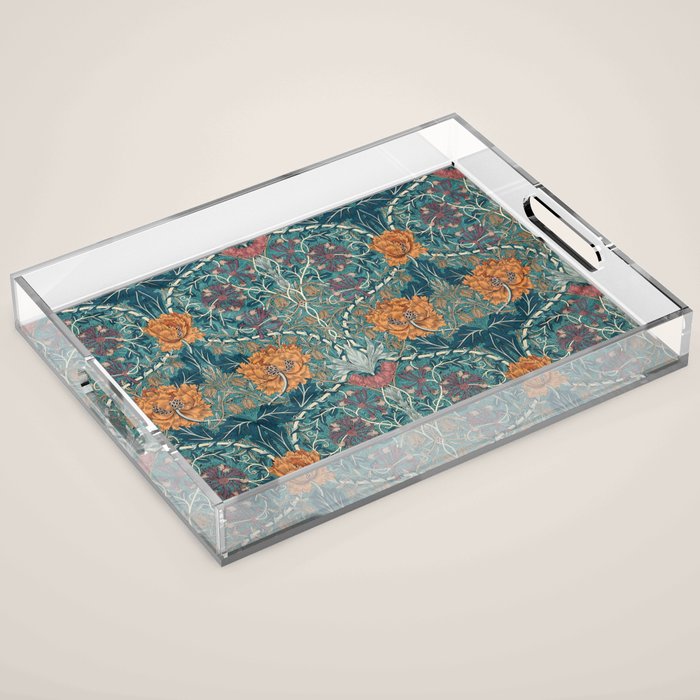 William Morris Honeysuckle and Tulip Woad Mulberry Pattern Acrylic Tray Gallery Image 1