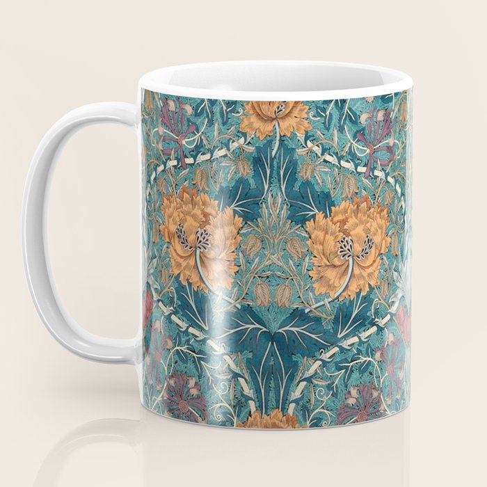 William Morris Honeysuckle and Tulip Woad Mulberry Pattern Coffee Mug Gallery Image 3