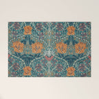 William Morris Honeysuckle and Tulip Woad Mulberry Pattern Welcome Mat Gallery Image 1