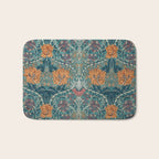 William Morris Honeysuckle and Tulip Woad Mulberry Pattern Bath Mat Gallery Image 1