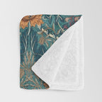 William Morris Honeysuckle and Tulip Woad Mulberry Pattern Throw Blanket Gallery Image 3