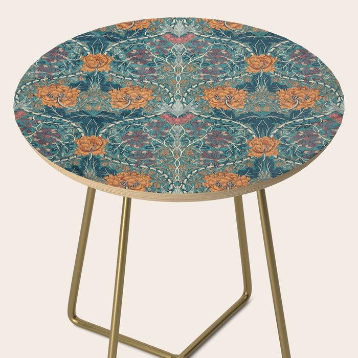 William Morris Honeysuckle and Tulip Woad Mulberry Pattern Side Table Gallery Image 2