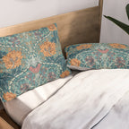 William Morris Honeysuckle and Tulip Woad Mulberry Pattern Pillow Sham Gallery Image 2