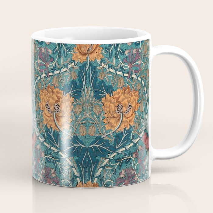 William Morris Honeysuckle and Tulip Woad Mulberry Pattern Coffee Mug Gallery Image 1