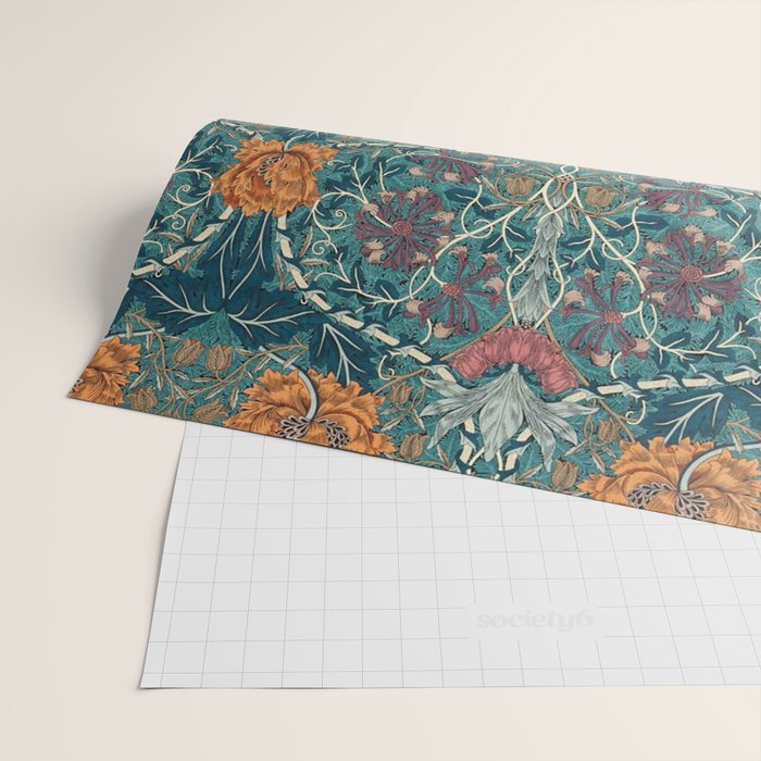 William Morris Honeysuckle and Tulip Woad Mulberry Pattern Wrapping Paper Gallery Image 2