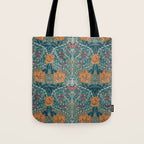 William Morris Honeysuckle and Tulip Woad Mulberry Pattern Tote Bag Gallery Image 1
