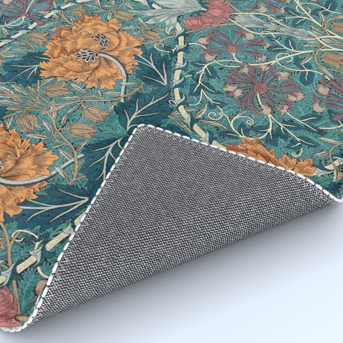William Morris Honeysuckle and Tulip Woad Mulberry Pattern Rug Gallery Image 4