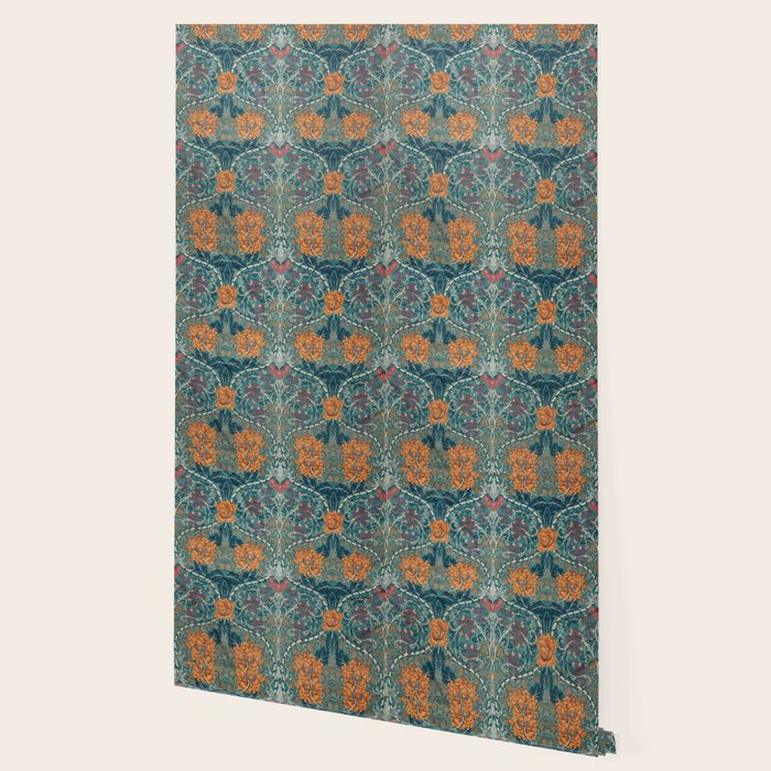 William Morris Honeysuckle and Tulip Woad Mulberry Pattern Wallpaper Gallery Image 2