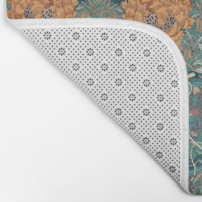 William Morris Honeysuckle and Tulip Woad Mulberry Pattern Bath Mat Gallery Image 2