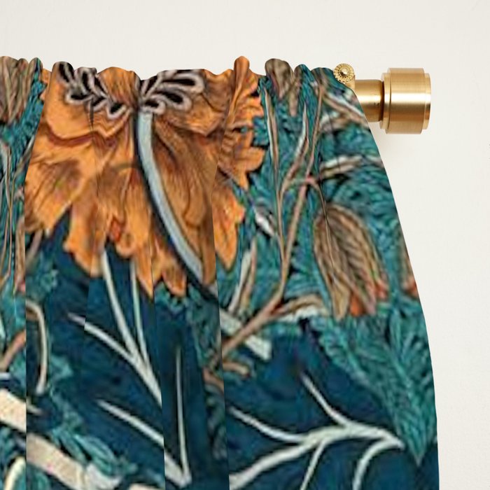 William Morris Honeysuckle and Tulip Woad Mulberry Pattern Window Curtain Gallery Image 2