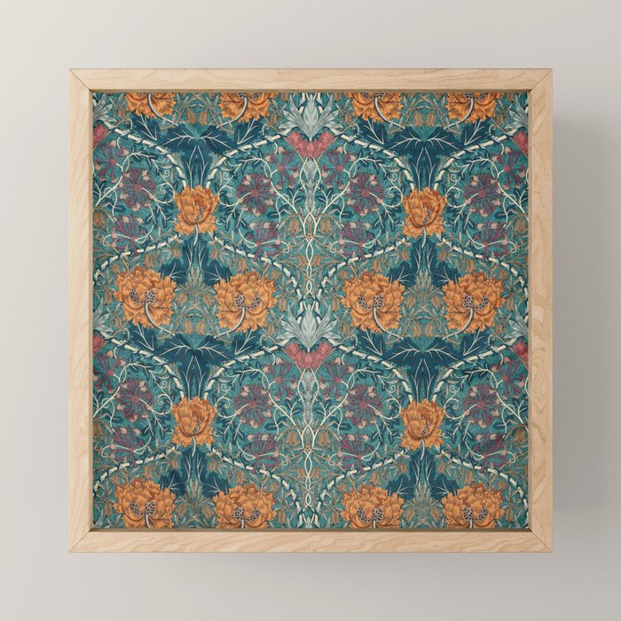 William Morris Honeysuckle and Tulip Woad Mulberry Pattern Mini Art Print Gallery Image 1
