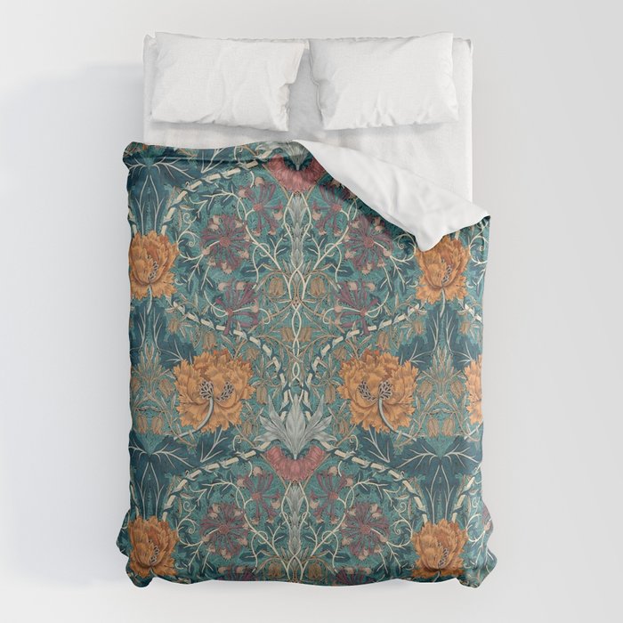William Morris Honeysuckle and Tulip Woad Mulberry Pattern Duvet Cover Gallery Image 6