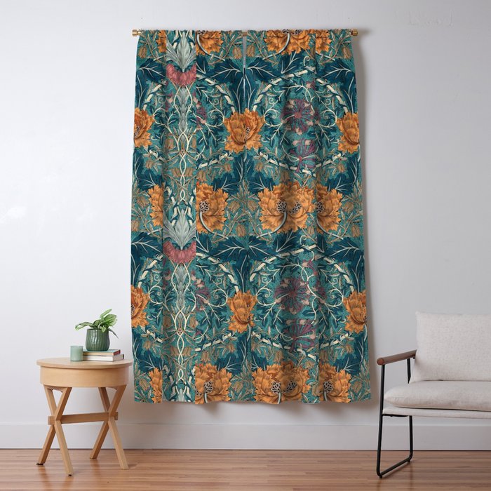 William Morris Honeysuckle and Tulip Woad Mulberry Pattern Window Curtain Gallery Image 5