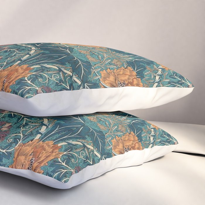 William Morris Honeysuckle and Tulip Woad Mulberry Pattern Pillow Sham Gallery Image 3