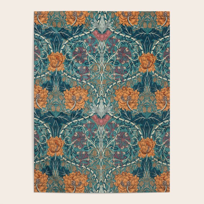 William Morris Honeysuckle and Tulip Woad Mulberry Pattern Poster Gallery Image 4